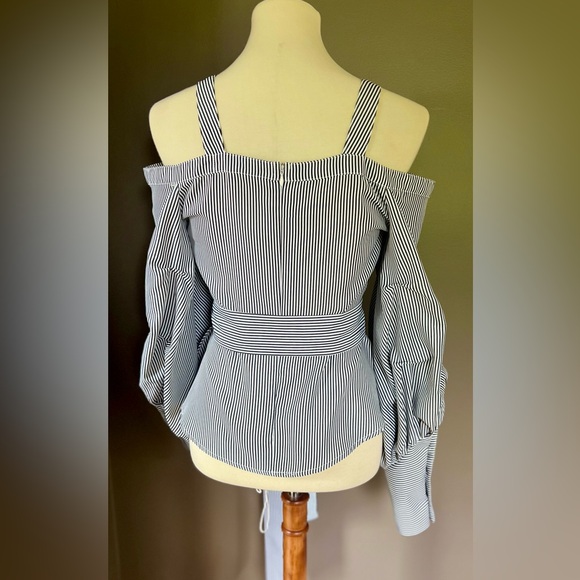 DIS MOI Blue & White Cotton Striped Shirt Size Small - Picture 4 of 10